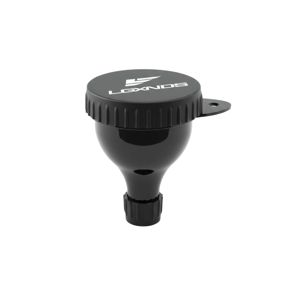 Black LGXNDS supplement bottle cap with textured grip and logo