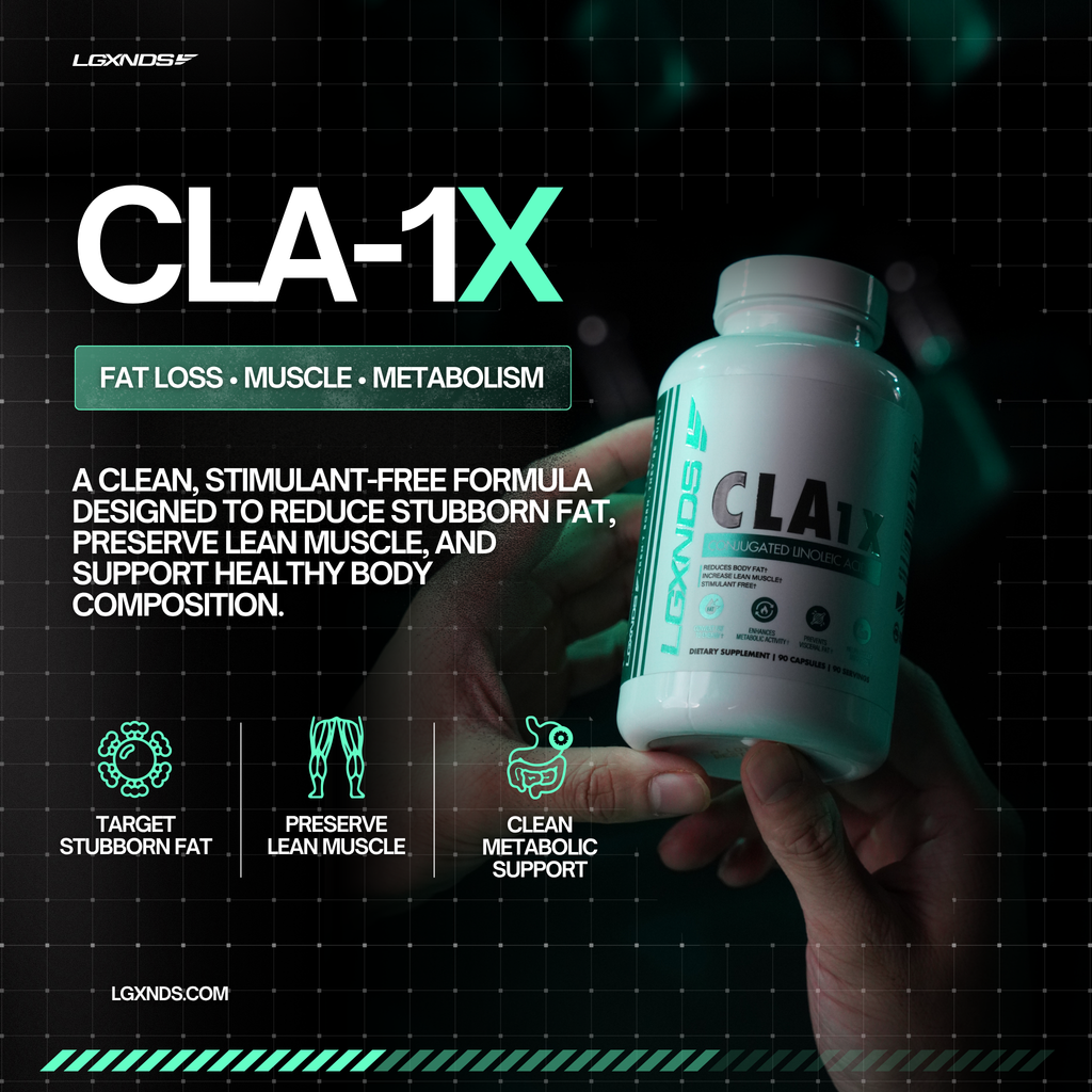 CLA-1X supplement bottle for fat loss, muscle preservation, and metabolism support