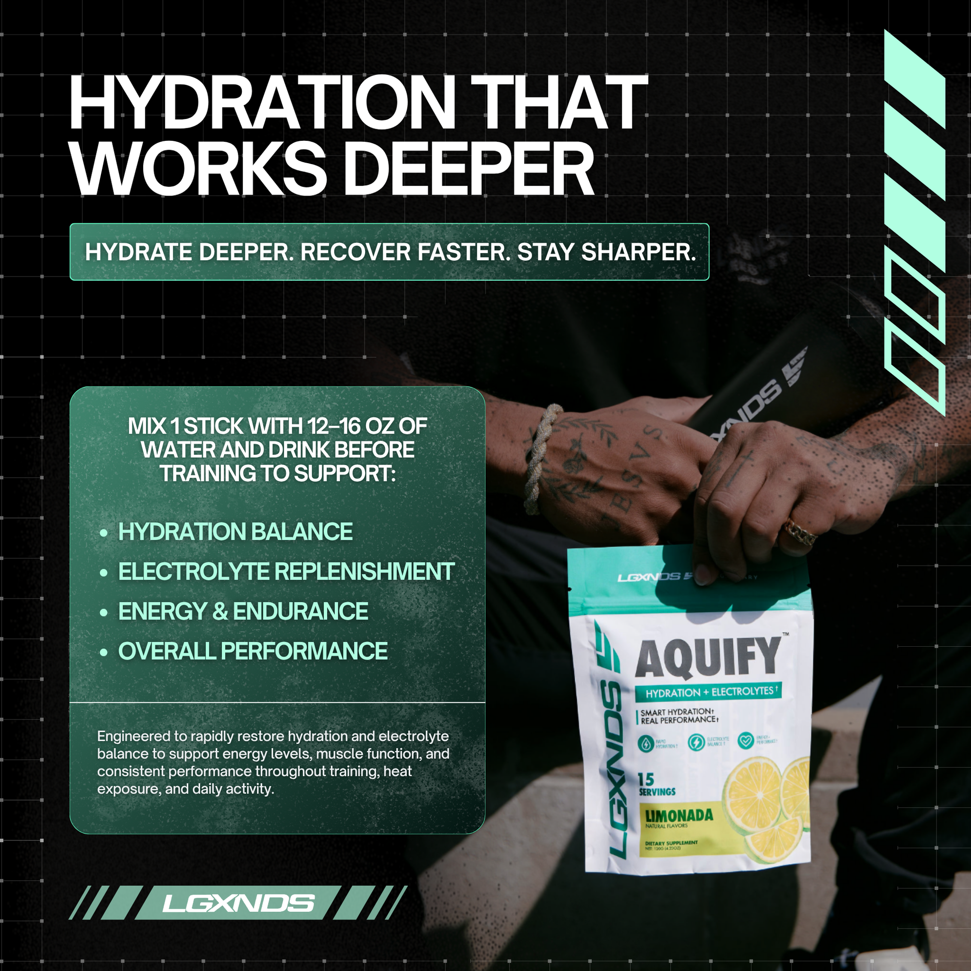 Aquify hydration + electrolytes supplement for energy, endurance, and performance support