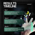 Results timeline for premium supplements supporting energy, immunity, and vitality with daily nutrients