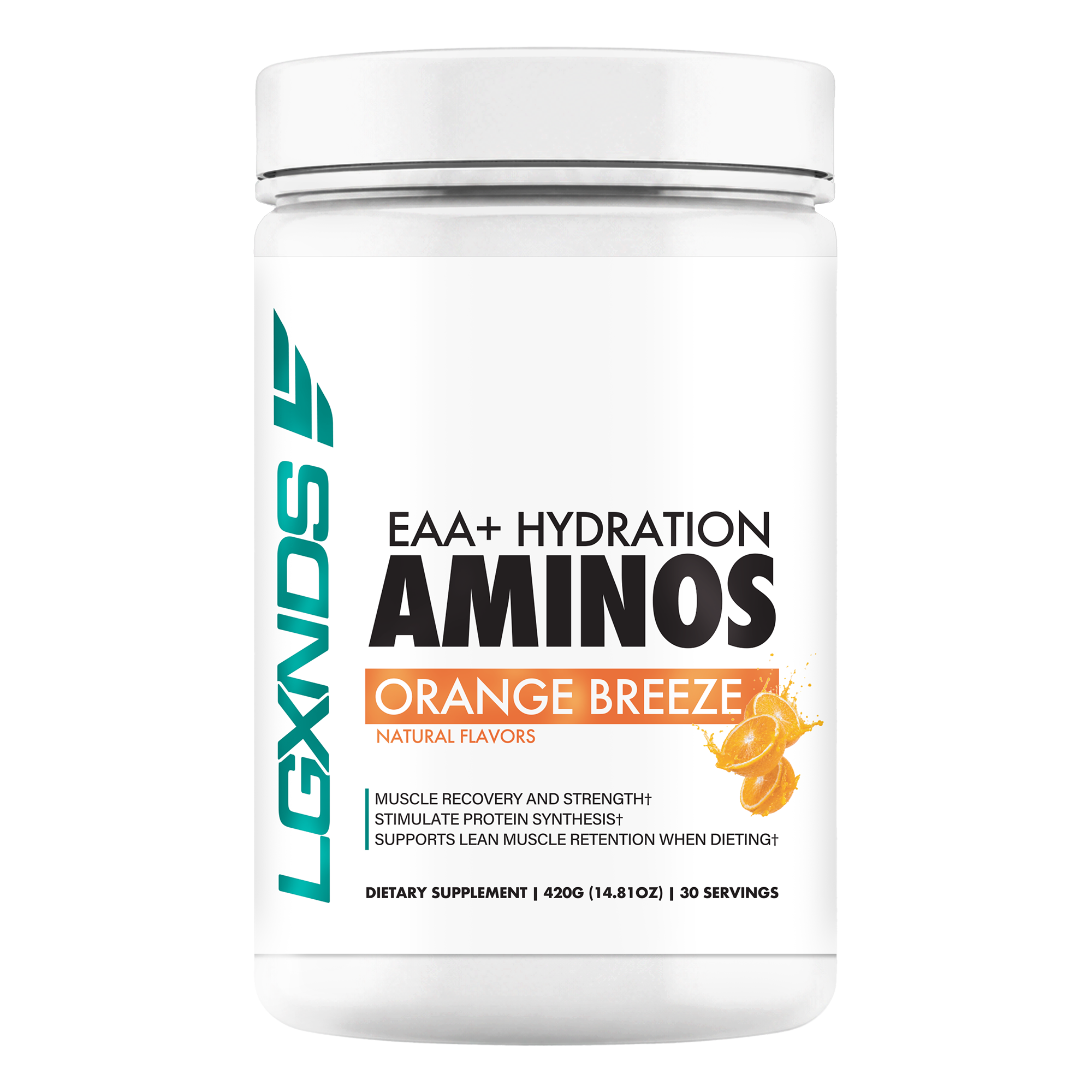 EAA+ Hydration Aminos Orange Breeze supplement for muscle recovery and strength support