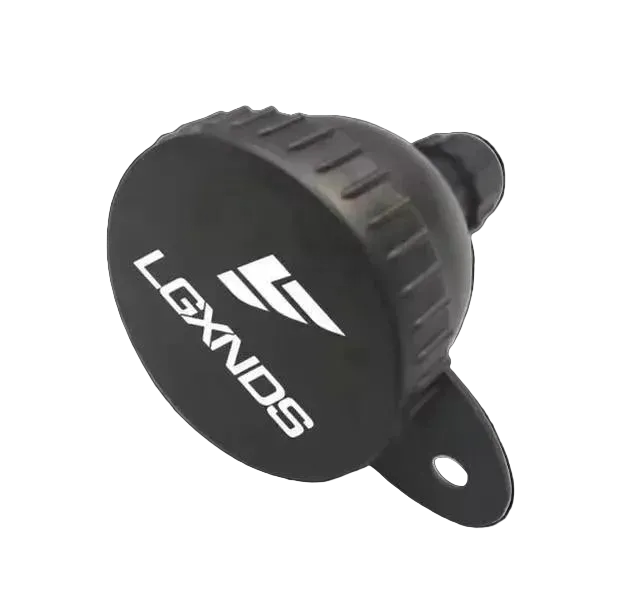 Black LGXNDS supplement bottle cap with textured grip and logo, designed for fitness and performance products