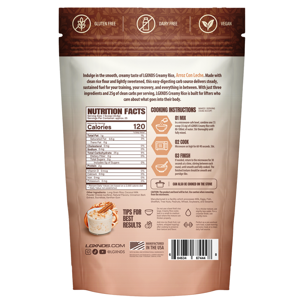 LGXNDS Creamy Rice Arroz con Leche nutrition facts and cooking instructions